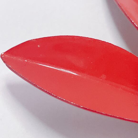 Vintage 1960s Brooch Red Green Enamel Flower  Mid Century Mod Retro Kitschy Pin - Picture 11 of 13